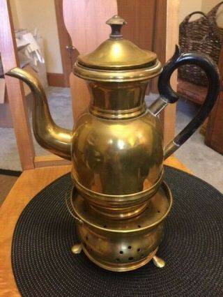 Antique Brass Coffee Pot With Base