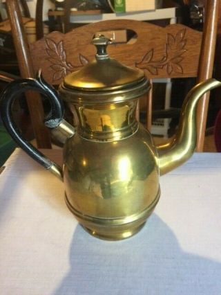 antique brass coffee pot with base 2