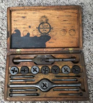 Vintage Antique Tap And Die Set - Wooden Box - Good Manufacturing Co.  - York