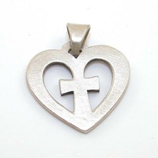 James Avery Sterling Silver Rare Retired Heart Love Cross Pendant
