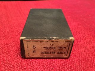 Antique Box Of Cobblers Swedes Nails Corrugated Iron Box Full 5/8 Inch