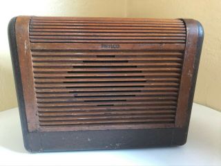 Rare Vintage Philco Model 46 - 350 Leather/wood Am Tube Radio Chassis 121