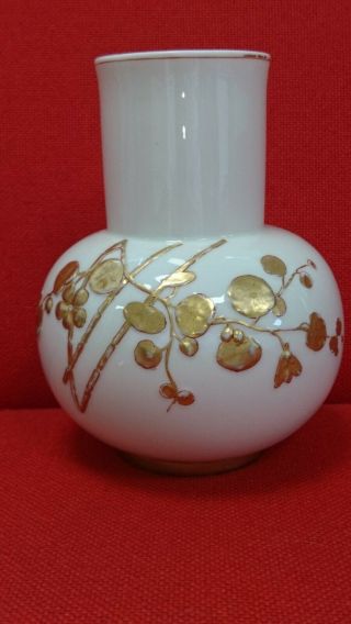 Rare Antique Royal Worcester Aesthetic Applied Gold Oriental Blossom Vase 6.  5 "