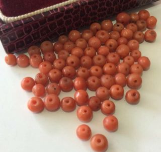 Antique Loose Old Coral Beads For Restringing Spares Repair Harvesting