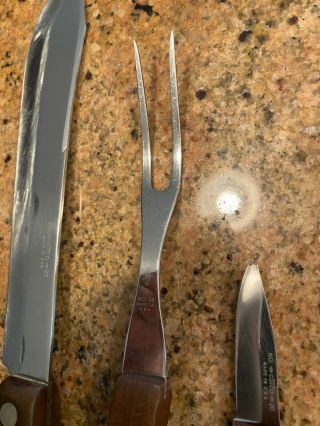 RARE Vintage Cutco 5 piece Knife Set 4 knives and fork Bakelite Wall Tray 3