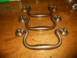 3 Unique Vintage Large Swivel Bail Drawer Pull,  Handle,  Brass 7 3/8 "