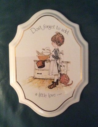 Vintage Holly Hobbie Ceramic Wall Plaque Don’t Forget To Add A Little Love