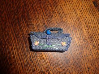 Vintage Vogue Jill Navy Blue Straw Purse W/embroidery 3560 Exc