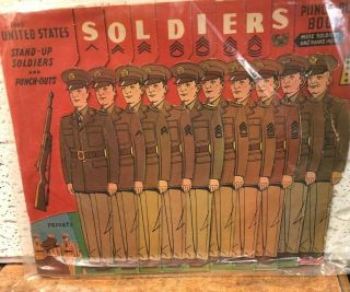 Rare 1942 Vintage,  Us Military Soldiers Samuel Lowe Paper Doll Book,  Complete.