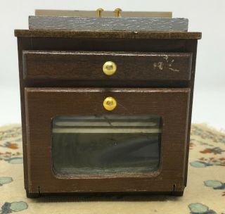 Vintage Wood Dollhouse Miniature Furniture Kitchen Stove With Burners