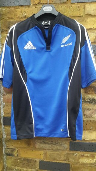 Rare Zealand All Blacks Blue Rugby Shirt Large Chest Measures 46 Inches