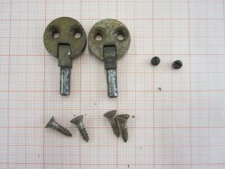 Antique Singer Treadle Sewing Machine Two Hole Hinges With Screws (1b)