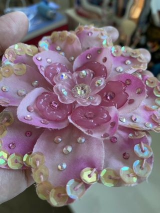 Tarina Tarantino Pink Embellished Flower Hair Clip Slide Rare Costume Jewellery
