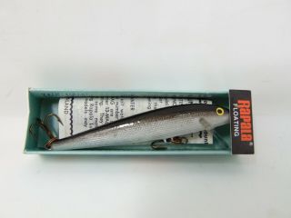 Vintage Rapala Floating 9s Silver Finnish Minnow Lure In Dam.  Box 3 1/2 "