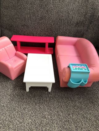 Barbie Couch Chair Coffee/living Room Table & Replacement Clear Plastic Round