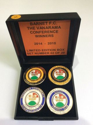 Rare Barnet Football Club Fc Limited Ed 2015 Promotion Badge Box Set.  Low No.  2