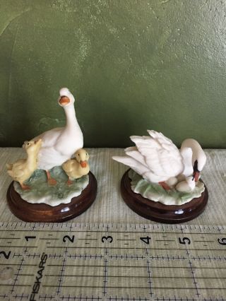 2 Rare Capodimonte Figurine Miniatures By Giuseppe Armani Ducks And Swans