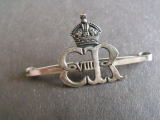 Rare King Edward Viii Coronation Bar Brooch White Metal