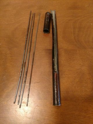 Antique Knitting Needles And Metal Case 4 Needles Primitive