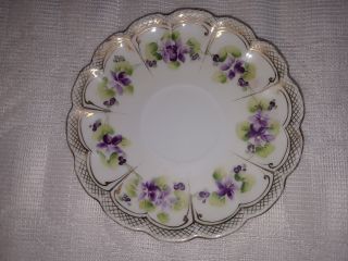 Cup & Saucer - White with Purple Flowers 3
