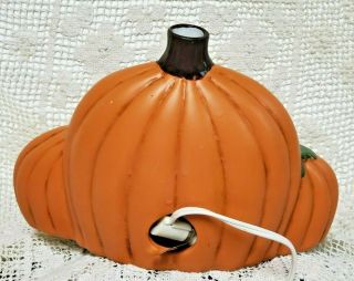 Vintage Ceramic Three Pumpkin Halloween Decor Lighted RARE Light JOL 3