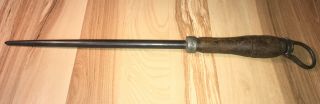 Foster Bros Antique Sharpening Steel Rod Wood Handle Metal Hook