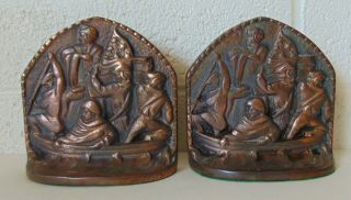 Antique Cast Iron George Washington Crossing The Delaware Bookends