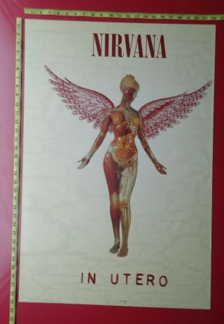 Nirvana,  22 " X33 ",  Poster,  Very Rare In Utero,  Record Company Promo,
