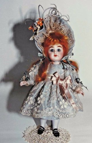 7 " Antique French All - Bisque Milette Doll Lace Dress Wired Hat Underwear Pattern