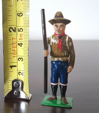 Very Rare Antique Vintage Lead Boy Scout With Moving Arm Toy Figure Memorabilia
