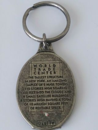VTG Silver - Tone York Souvenir Keychain with World Trade Center 