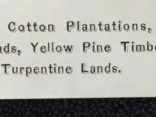 Rare 1860’s Macon Ga Butts Cotton Plantation Civil War Turpentine Business Card