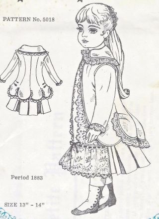 26 " Antique French Bebe/jumeau - German Child Doll@1883 Jacket Bustle Dress Pattern