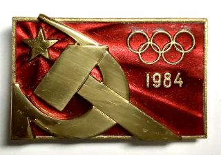 Soviet Russia 1984 La Calif Olympic Games Noc Badge Medal Pin Ussr Boycott Rare