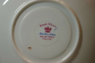 Tea Cup & Saucer Floral Cross Stitch Look Royal Albert England Yellow & Blue 3