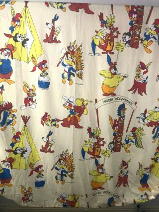 Rare Vintage Woody Woodpecker Fitted Sheet Fabric Double Tepee Totem Pole