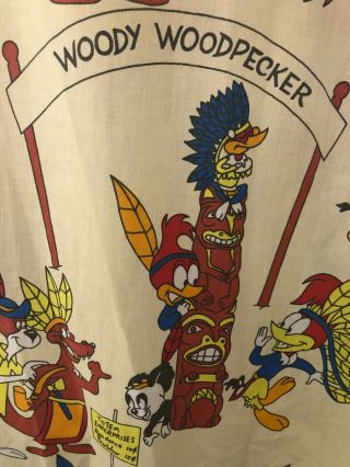 Rare Vintage Woody Woodpecker Fitted Sheet Fabric Double Tepee Totem Pole 2