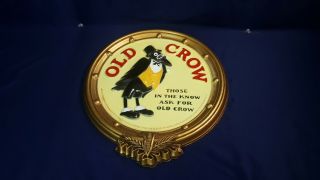 Rare Vintage Old Crow Round Sign Composite Those In The Know Ask For Plaque Vg