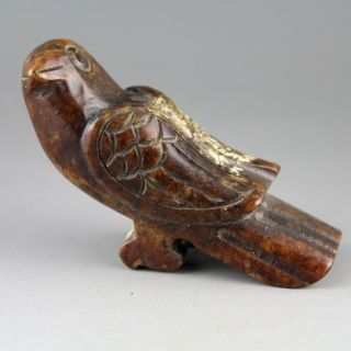 3.  9  Chinese Old Yellow Red Jade Hand - Carved Bird Statue Pendant Collect 0283