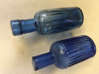 2 X Rare Cobalt Blue Patent Poison / Not To Be Taken - Bottles Circa 1900 - 1910