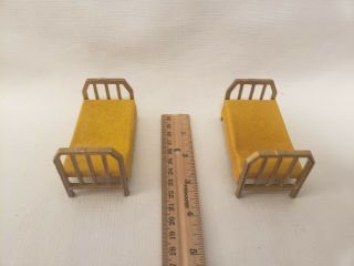 Vintage Tootsie Toys 2 Beds With Bedspread Metal Dollhouse Miniatures