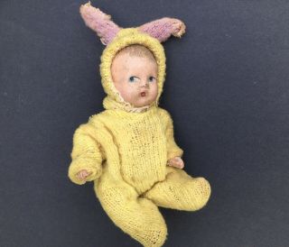 Vintage Composition Baby Doll 7 " Sweet Face With Some Crazing