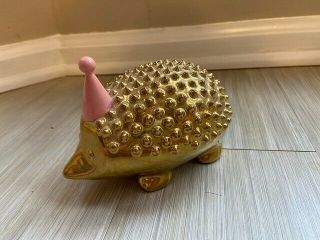 Oh Joy Target Metallic Gold Ceramic Hedgehog Birthday Figurine Rare