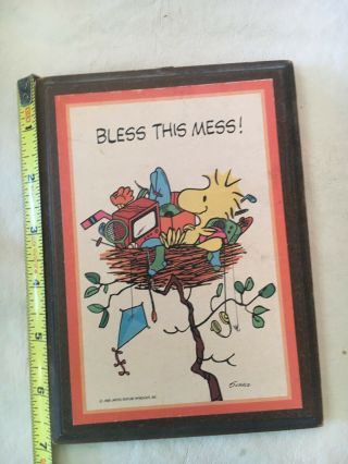 Bless This Mess Vintage Retro Peanuts Woodstock Wall Plaque