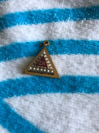 Kappa Zygmaa 10k Gold Seed Pearl Enamel Vintage Sorority Pin Rare