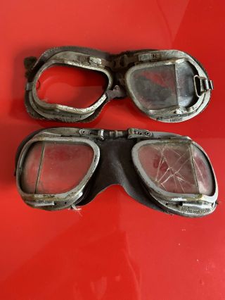 2x Vintage Rare Classic Motorcycle Car Stadium Googles Made In England