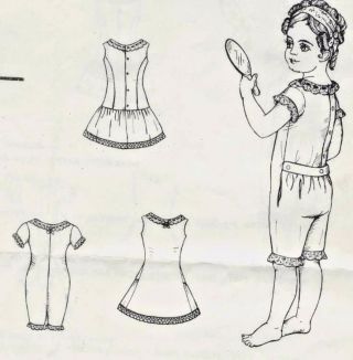 18 - 19 " Antique French Jumeau - German Child Doll@1881 Underwear/chemise Pattern