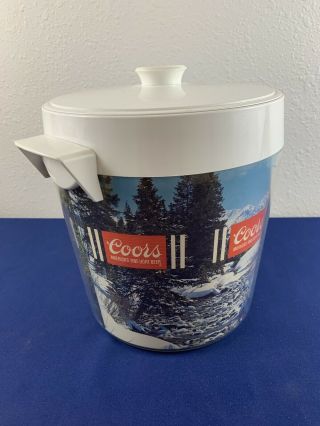 Rare Vintage Coors Beer Ice Bucket With Lid Thermo Serv Mancave Bar