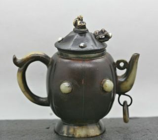 Price Drop Vintage Chinese Yixing Ceramic Teapot Mounted On Soapstone Signed