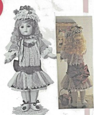17 " Antique French Bru Brevete Doll Long Waist Dress Hat Underwear Pattern German